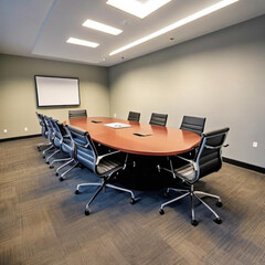 Modern Conference Room Interior, 
Contemporary Meeting Space Design, 
Corporate Boardroom Interior Setup