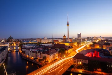 Afwasbaar Fotobehang Berlijn Berlin skyline