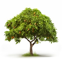 Mango tree isolated on white background. 3d render illustration.Generated with AI