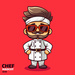 Chef mascot character with smile expression, restaurant mascot logo, t shirt design element