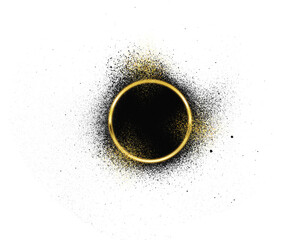 black and gold abstract shape on transparent png background