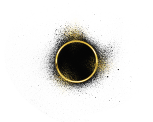 black and gold abstract shape on transparent png background