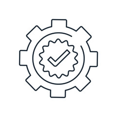 Obraz premium Equipment marked with a seal of high technical characteristics. Vector linear illustration icon isolated on white background.
