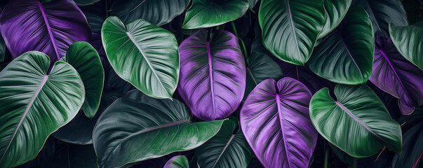 Tropical plant leaves background pattern