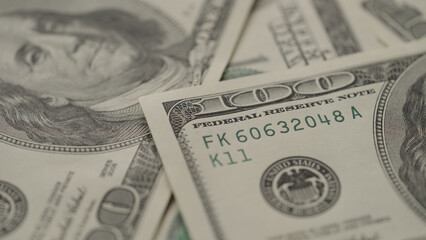 Closeup   background of 100 dollar bills old style