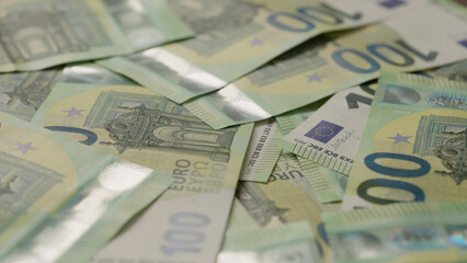 Closeup   background of 100 euro bills