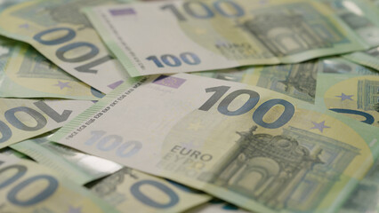 Closeup   background of 100 euro bills