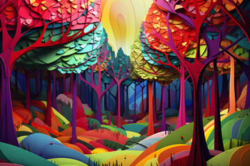 colourful forest abstract 3D segmentation art background