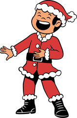 Fototapeta premium Cute boy wearing santa claus costume cartoon character