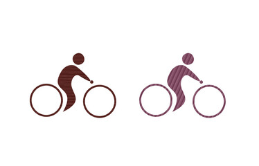 bicycle icon symbol red and brown with texture