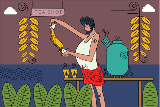 Kerala teashop making tea vector illustration