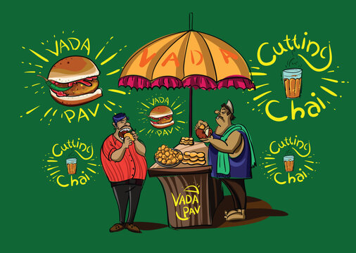 Mumbai street food vector illustration 