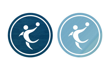 handball icon symbol blue with texture background