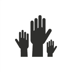 Obraz premium Group of raised hands / Election / Question icon