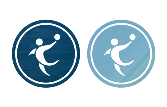 handball icon symbol blue with texture background