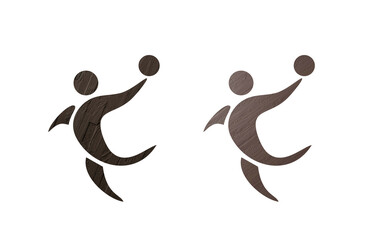 handball icon symbol brown with wood texture - obrazy, fototapety, plakaty