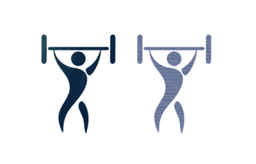  lift weights icon symbol gray and blue with texture