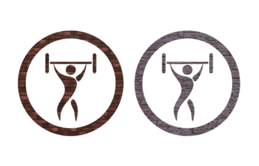 lift weights icon symbol red and brown with texture