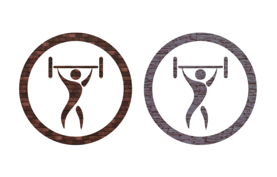 lift weights icon symbol red and brown with texture