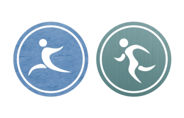 running icon symbol blue and green with texture