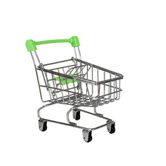 shopping cart in store for shopping isolated on white background