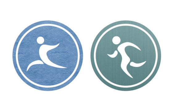 running icon symbol blue and green with texture