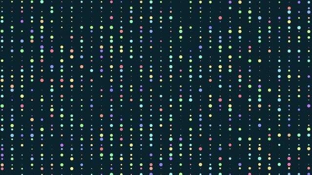 Vibrant and playful, this captivating image showcases a grid of colorful dots against a dark background. With varying brightness, it exudes dynamism and offers versatility for a range of uses