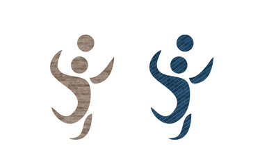 Fototapeta premium Vollyball icon symbol blue and brown with stone texture