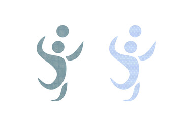 Fototapeta premium Vollyball icon symbol blue and gray with stone texture