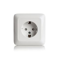 Wall-mounted electrical socket for connecting an electrical plug from appliances device socket isolated on a white background
