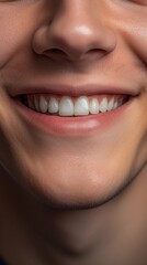 close-up portrait of a smiling male lip, AI generated, background image