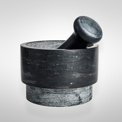 mortar and pestle for grinding food when cooking isolated on white background