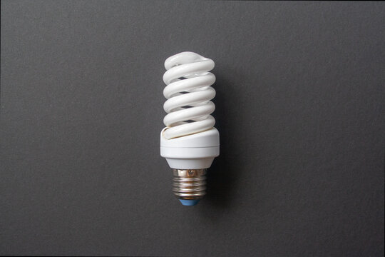 Energy saving light bulb on a black background. Economical consumption of electricity. The concept of nature conservation
