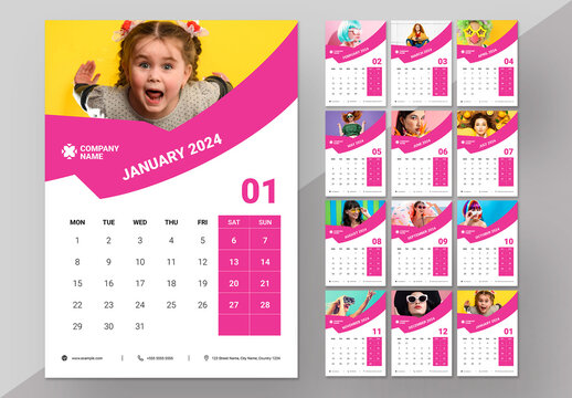 Wall Calendar 2024 Colorful Template
