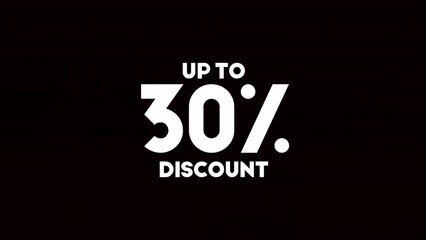 30 percent discount. Dynamic displaced sale text animation.