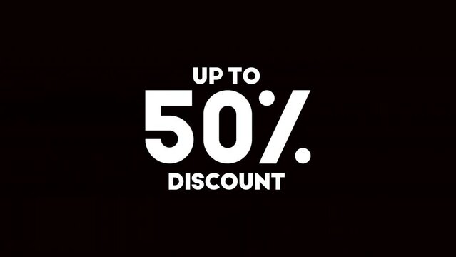 50 percent discount. Dynamic displaced sale text animation.