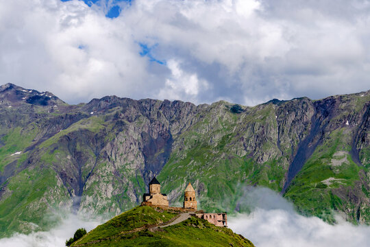 Kazbegi gergeti trinity church in Georgia