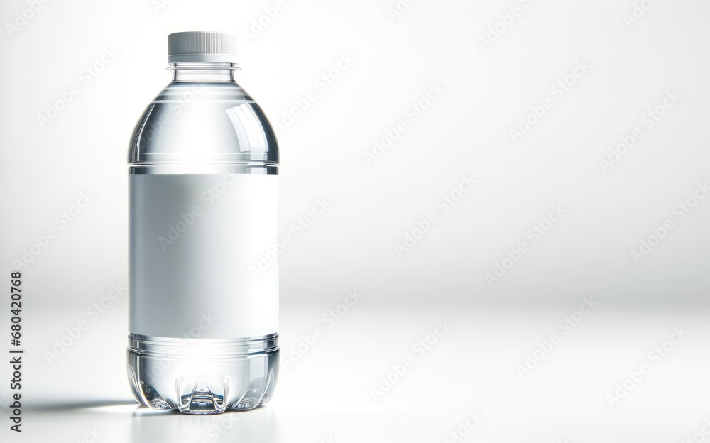 Poster water bottle with blank label on a reflective surface. marketing and design mockup. generative ai
