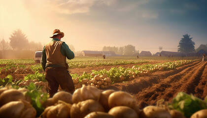 Potato Farm, Grows potatoes for consumption and processing - obrazy, fototapety, plakaty