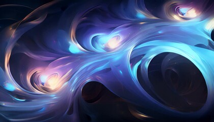 Abstract swirling pattern in blue and purple hues with bright glowing elements. Abstract background and wallpaper. Generative AI
