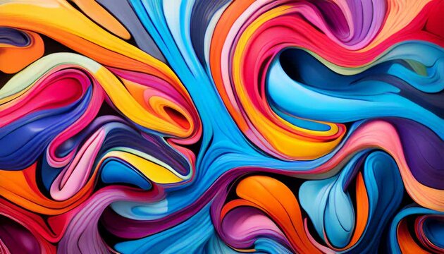 Colorful swirling patterns resembling vibrant ribbons or paint strokes. Abstract background and wallpaper. Generative AI