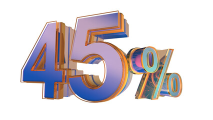 Blue 3d number 45%