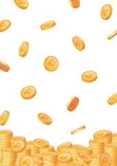 たくさんのポイントコインの背景ベクター画像：タテ