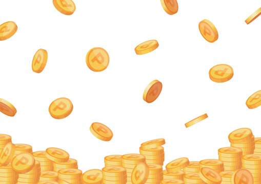 たくさんのポイントコインの背景ベクター画像：ヨコ