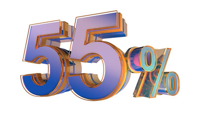 Blue 3d number 55%