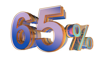 Blue 3d number 65%