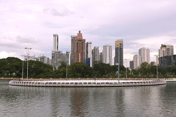 Viewpoint at lake of Benjakiti Park bangkok ,Thailand