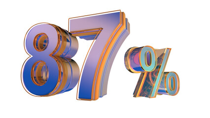 Blue 3d number 87%