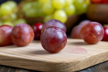 Large ripe grapes on the table