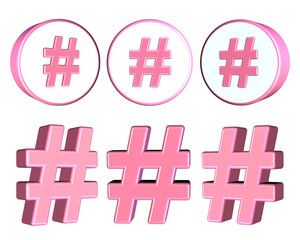 Obraz premium bundle hashtag sign icon colection 3D render